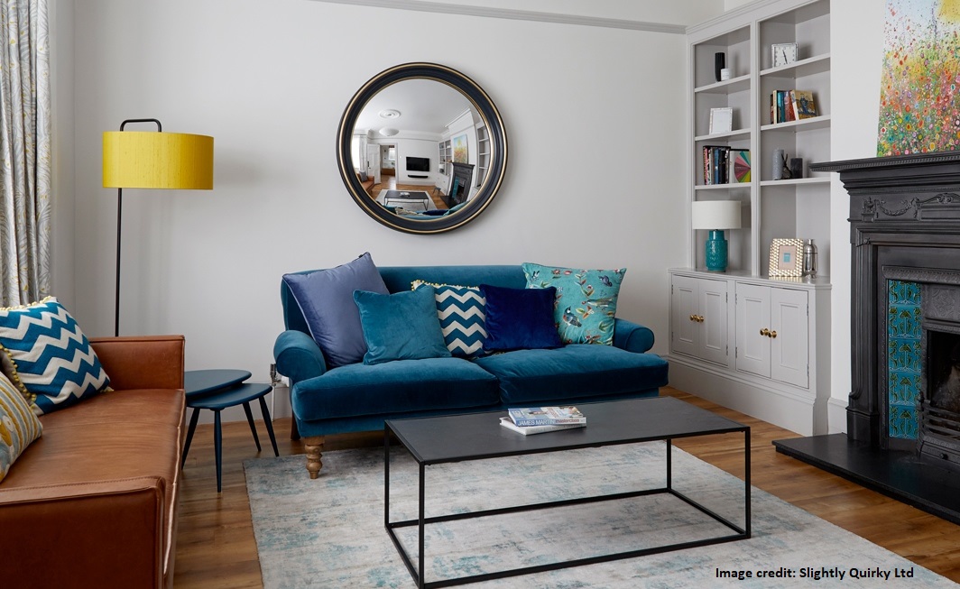 Luxury convex mirror in modern interior design