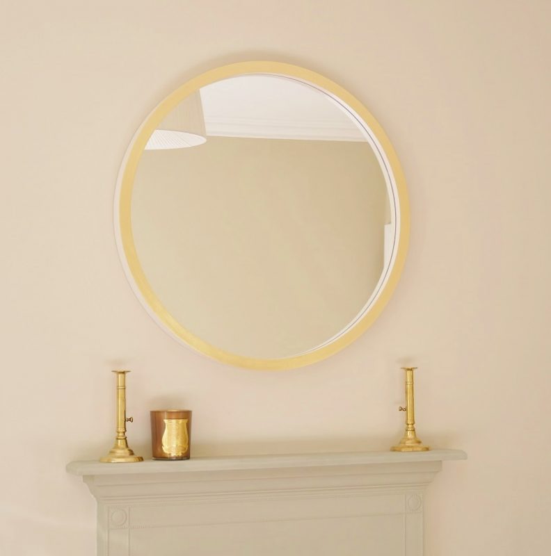 image Marcel large round mirror in white gesso and gold leaf image