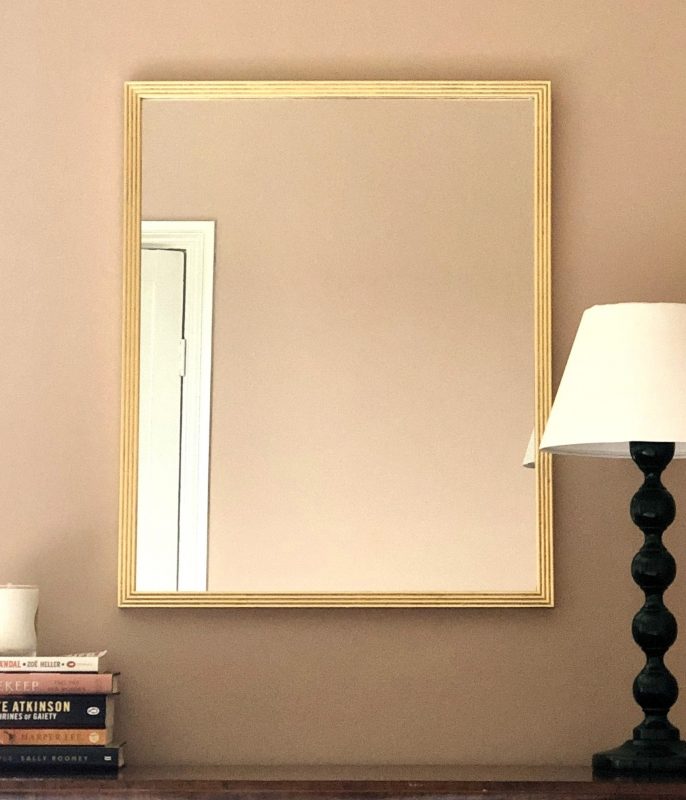 gold mirror with reeded wooden frame